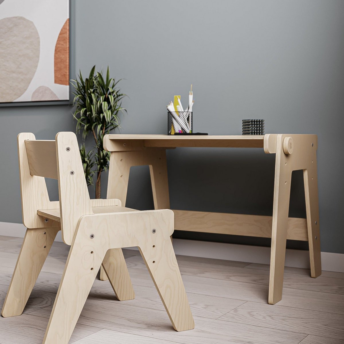 Meegroeitable en stoel voor peuters – wit