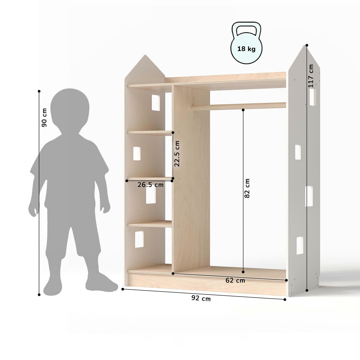 Open kinderkledingkast – wit