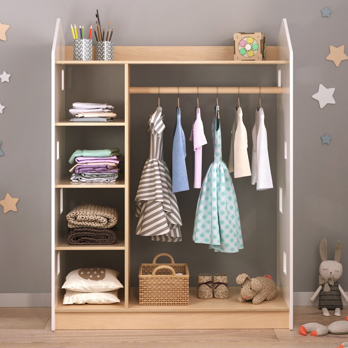 Open kinderkledingkast – wit
