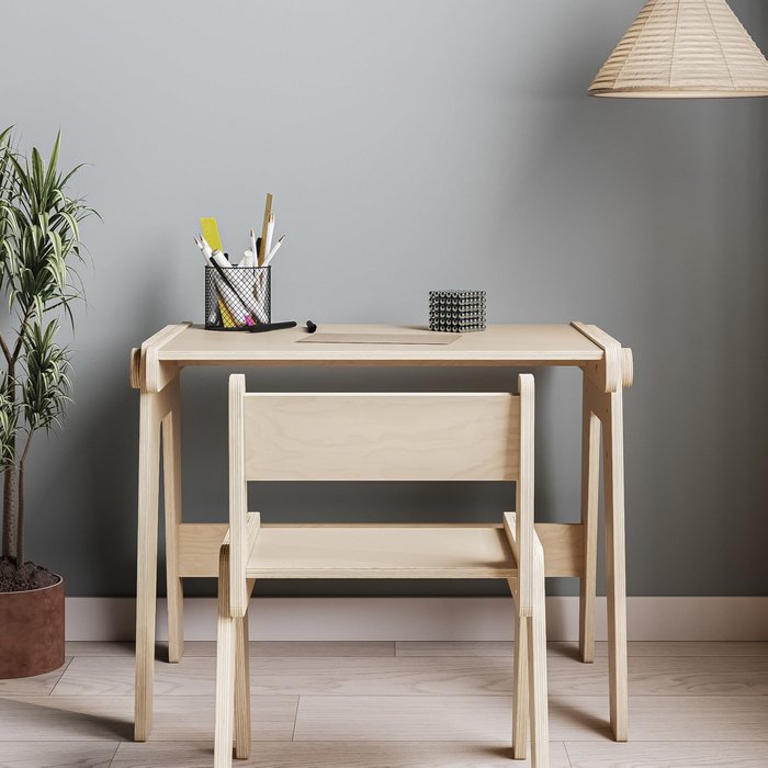 Meegroeitable en stoel voor peuters – naturel