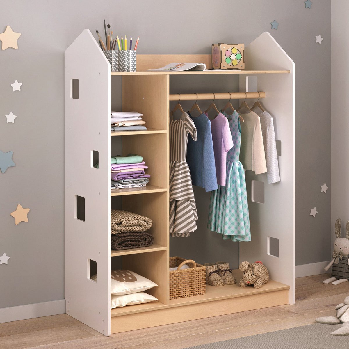 Open kinderkledingkast – wit