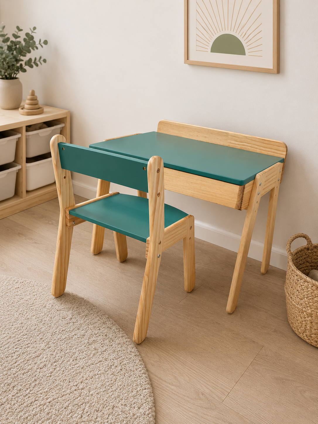 kinderbureau met lade – Groen (showmodel)