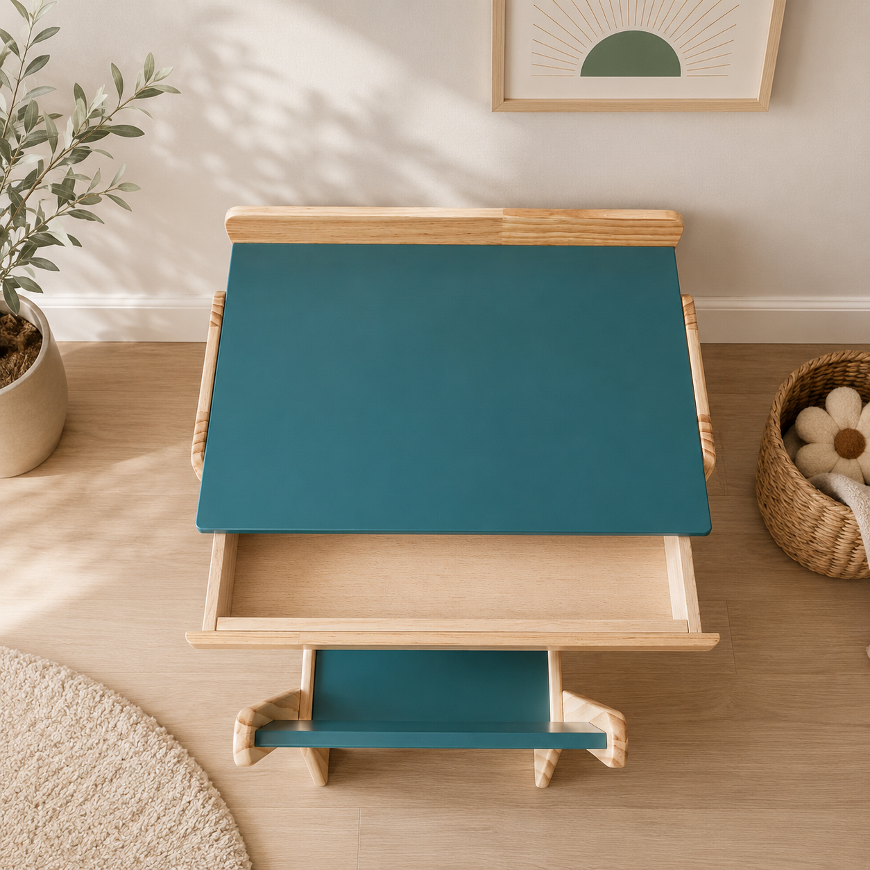 kinderbureau met lade – Groen (showmodel)