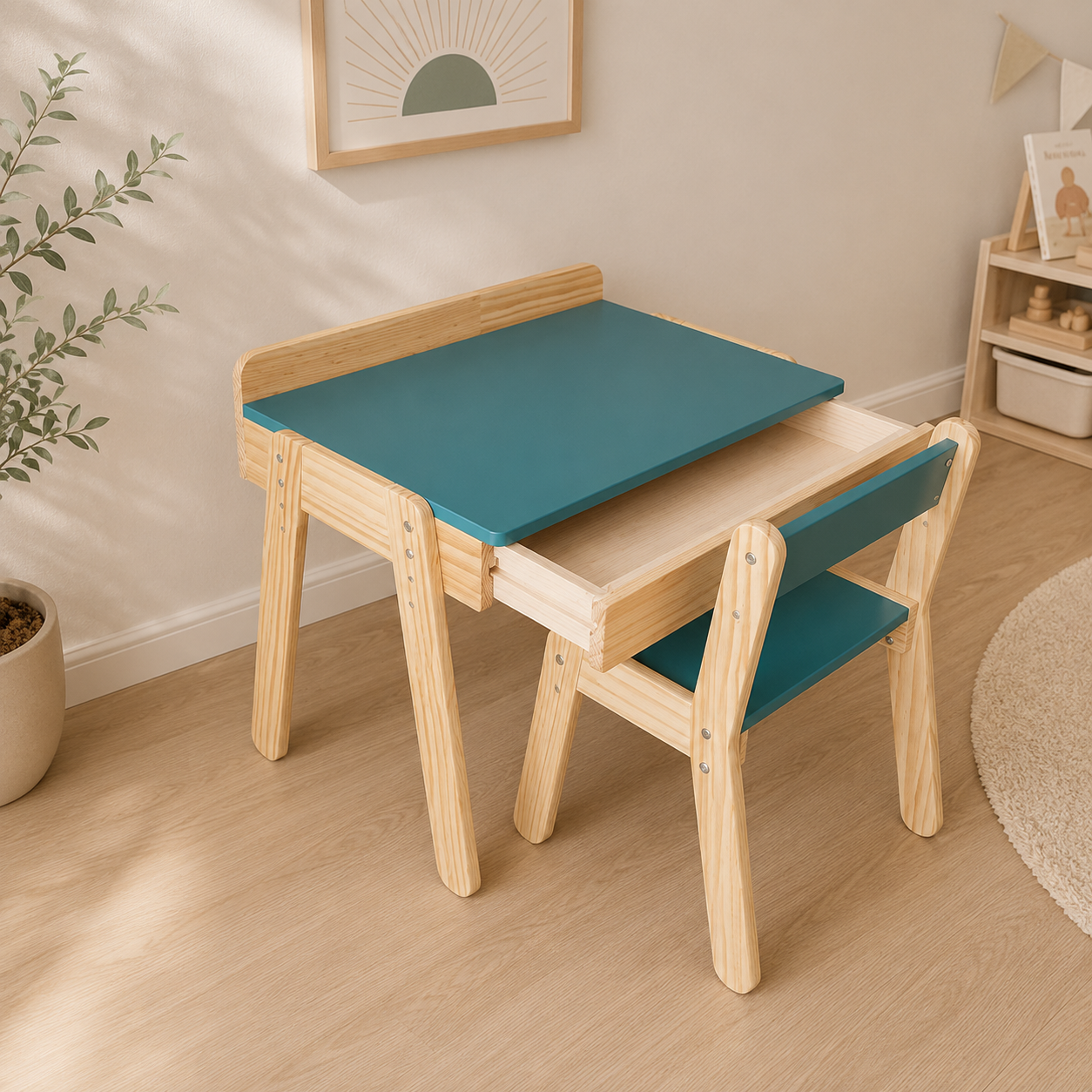 kinderbureau met lade – Groen (showmodel)