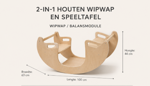 2-in-1 Houten Wipwap en Speeltafel