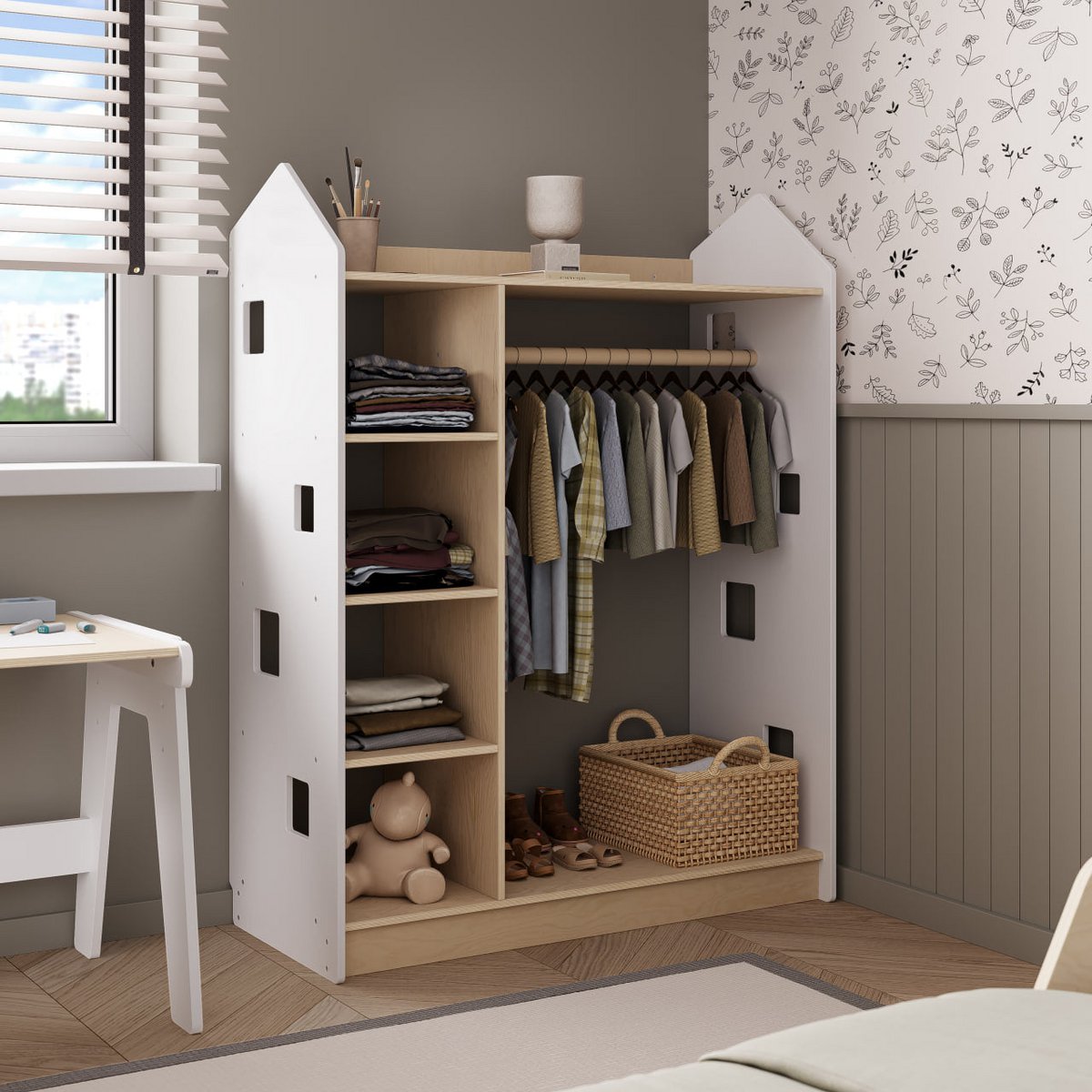 Open kinderkledingkast – wit