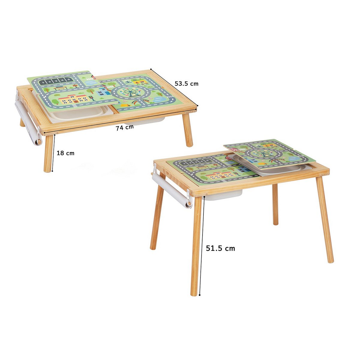 Creatieve speeltafel met teken- en speelblad